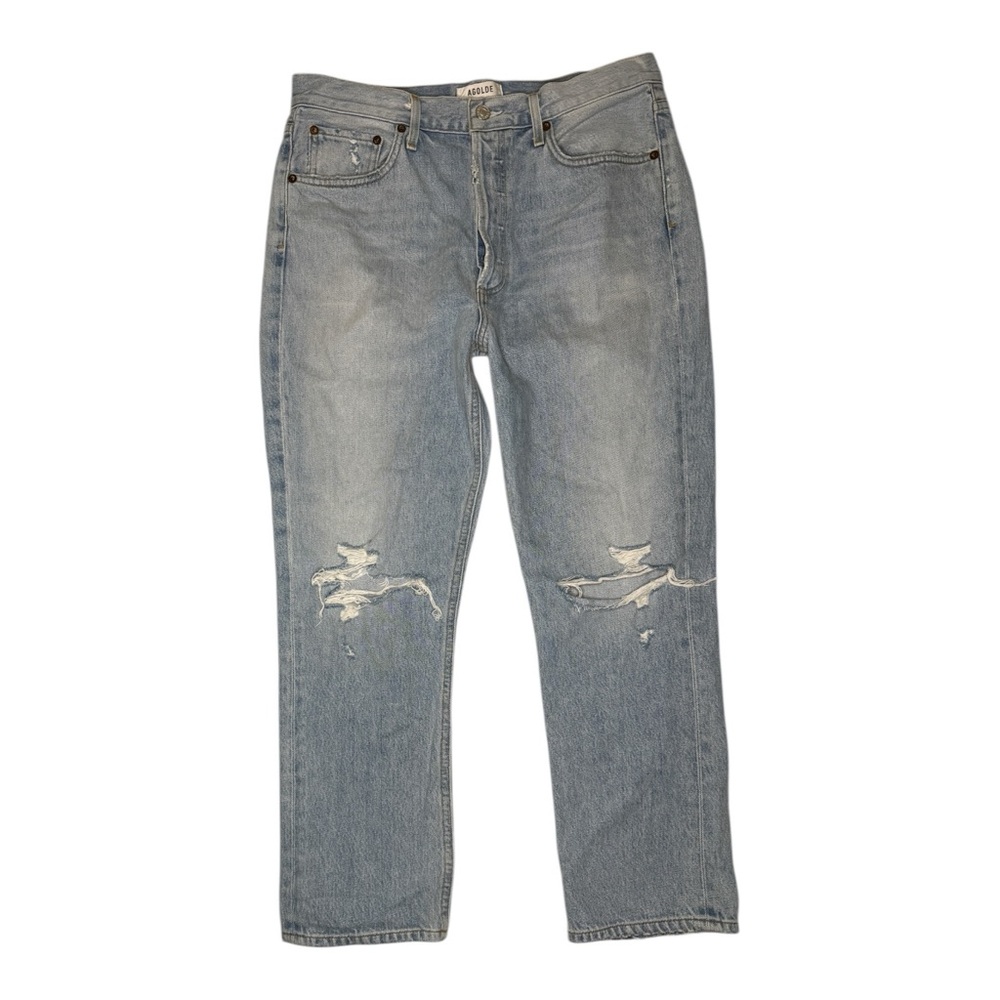 Agolde Riley High Rise Straight Crop Jeans Blue Haven Size 30 A056-1371